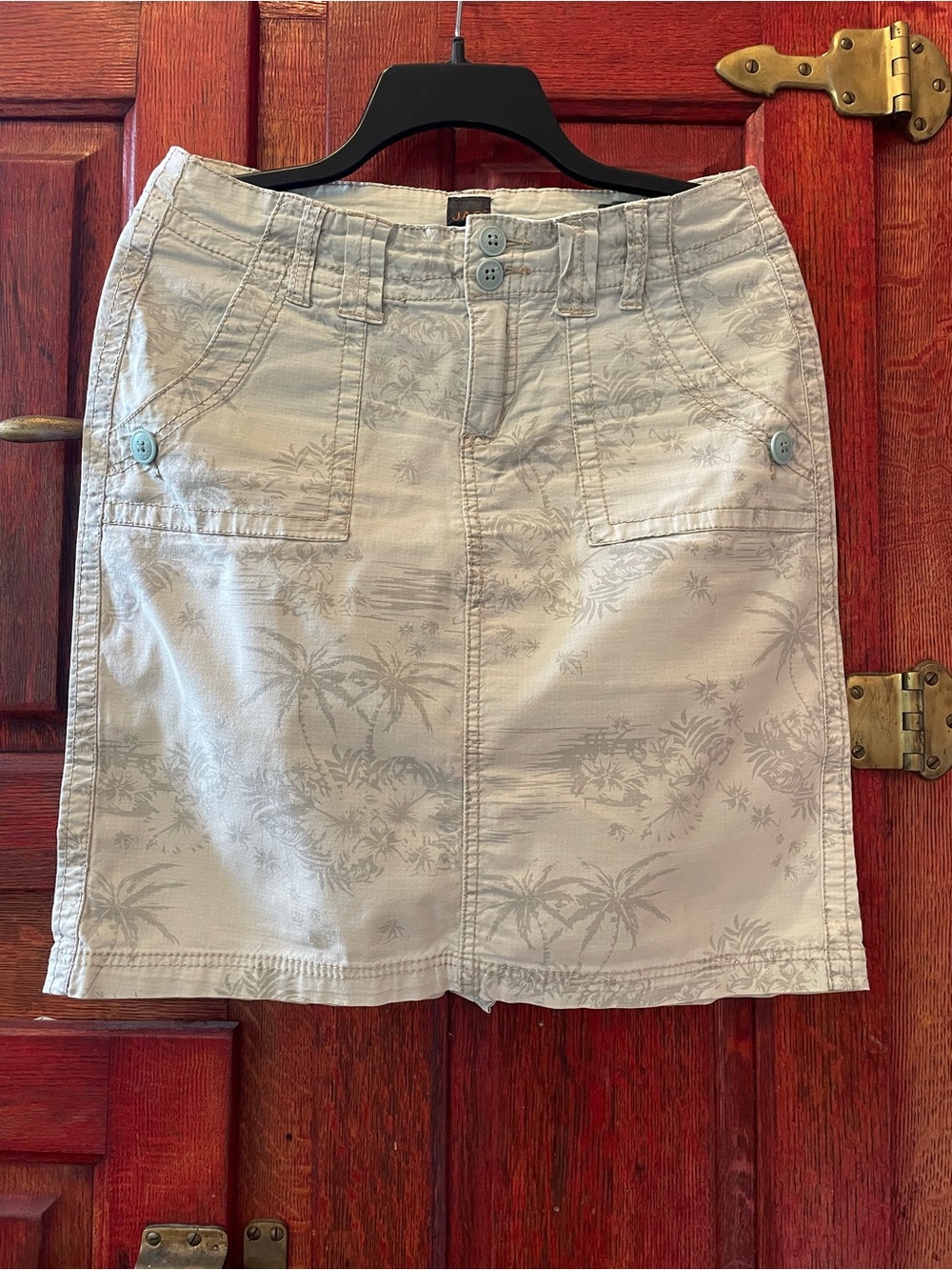 Jag Jeans Light Aqua Palm-Print Mini Skirt